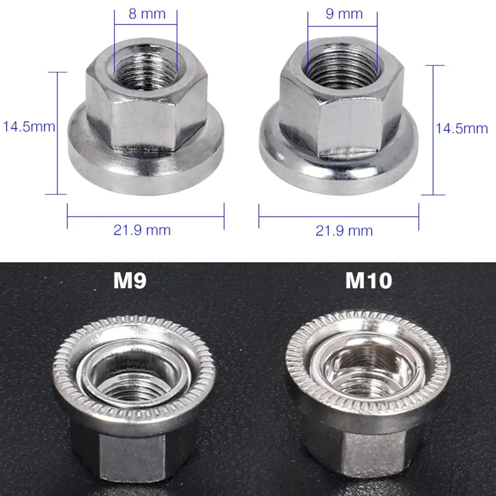 2x aço inoxidável bicicleta ciclo roda eixo pista porcas tamanhos m9 m10 flor tambor porca roda traseira parafuso de aço anti-skid padrões