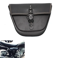 Motorcycle Black PU Leather Side Clinch Bolt Saddlebag Saddle Bag Universal for Harley Sportster XL883 Cafe Racer Honda