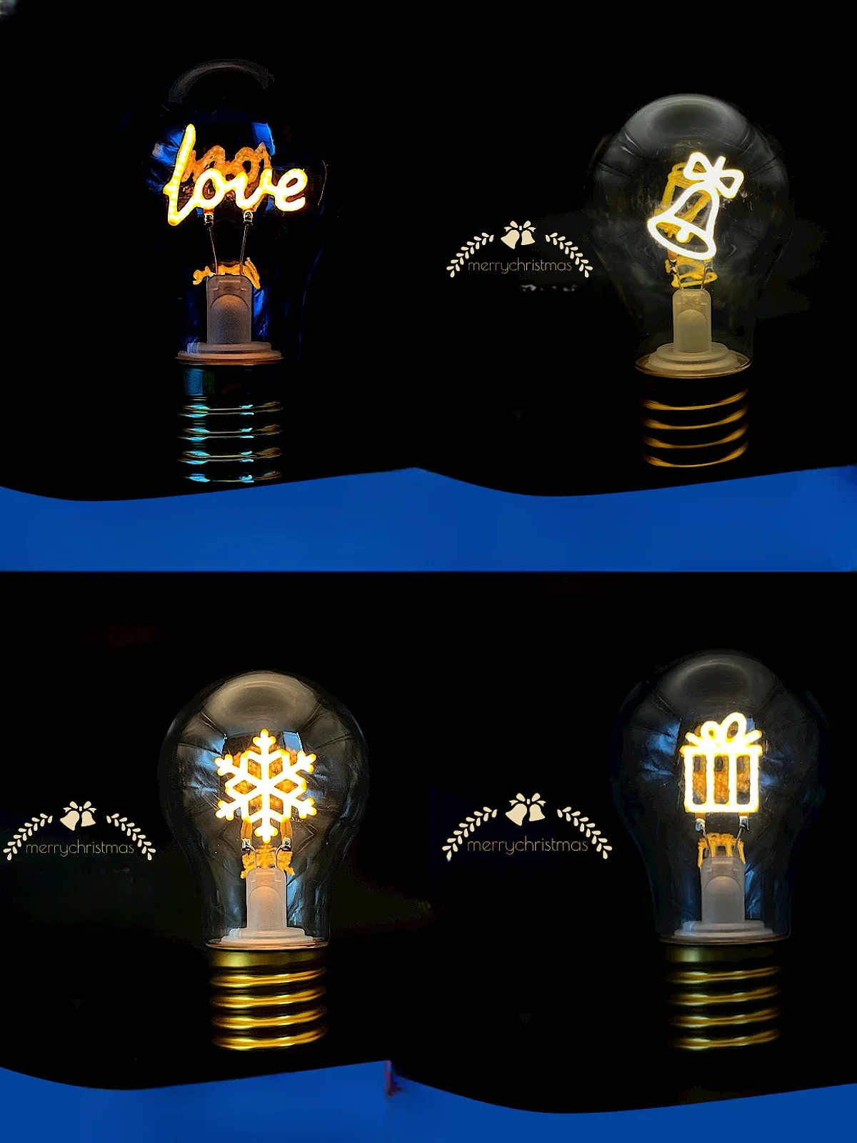 Edison A70 5V  Decorative Lamp Led Vintage Tungsten Christmas Gift Cartoon Plastic Art Decorative Light Type-C Rechargeable Bulb