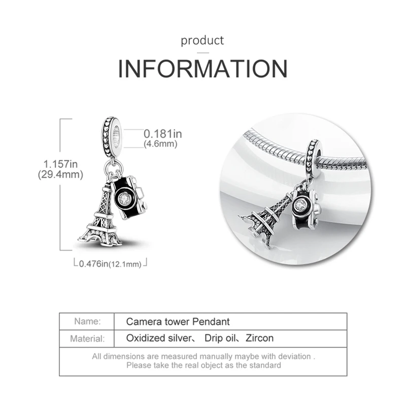 Hot Sale Original 925 Sterling Silver Charm Beads Eiffel Tower Pendant Fit 3mm Bracelets For Women Luxury DIY Fine Jewelry Gifts