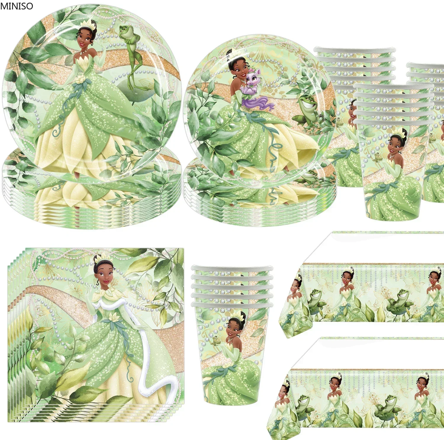 Tiana Princesse Theme Paper Cup Plate Napkin Kid Birthday Decor Party Event Supplies Favor Items For Kids 10 People Use