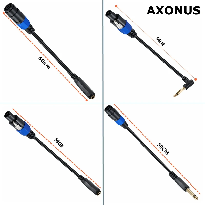 Speaker Cable Speakon Male Female To 6.35mm TS Mono 90 Degree Elbow OD8.0mm Pure Copper 0.6m2