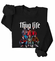 Thug Life Horror Movie Sweatshirt Friends Horror Character Halloween Shirt Halloween Horror Character Funny Graphic Sweatshirt