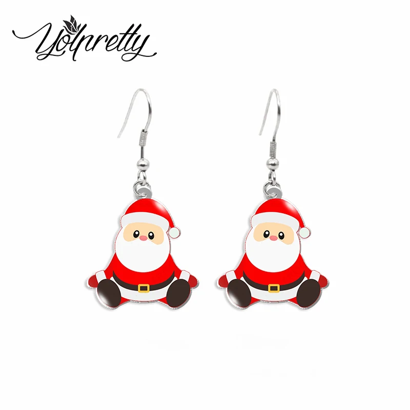 2023 New Arrival Fashion Christmas Gingerbread Santa Snowman Handcraft Acrylic Epoxy Fish Hook Dangles Earrings