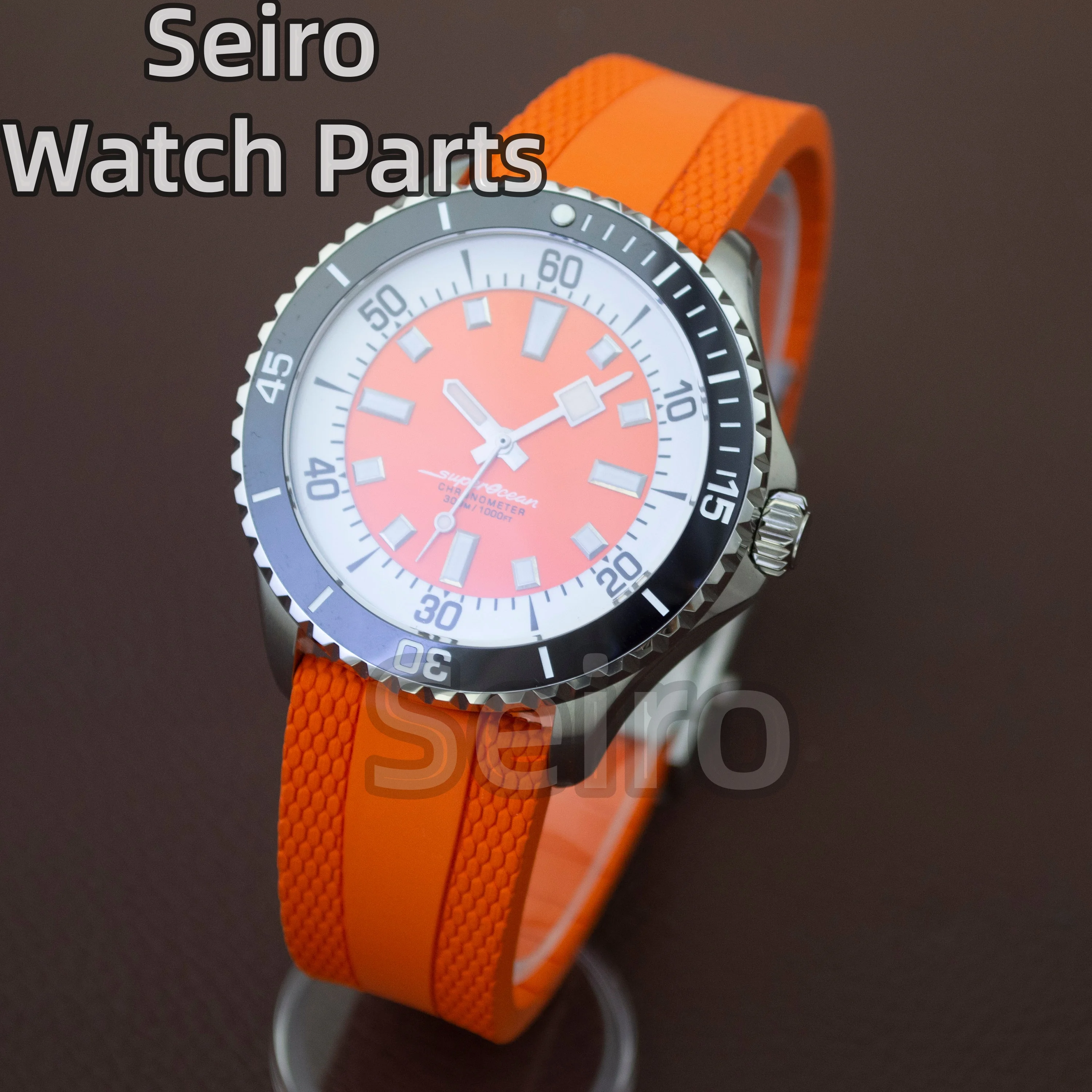 for Superocean NH35 Case Dial Hands Rubber Strap 200m Waterproof Dive Watch Men Case NH35 NH36 Automatic Movement Accessories