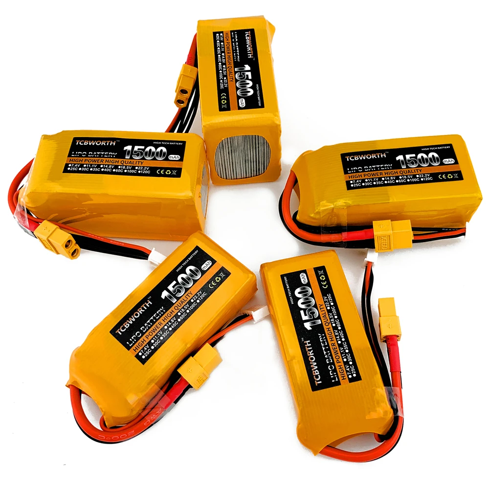 4S RC LiPo batteria 4S 14.8V 1300mAh 1500mAh 1800mAh 2200mAh 6000mAh 25C 35C 60C per RC aereo elicottero Quadcopter 4S