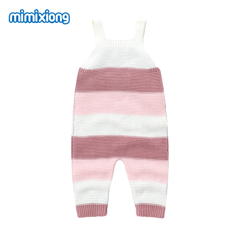 Newborn Rompers 0-18m Spring Summer Sleeveless One Piece Infant Boys Girls Knit Jumpsuits Toddler Child Stripes Overalls Clothes