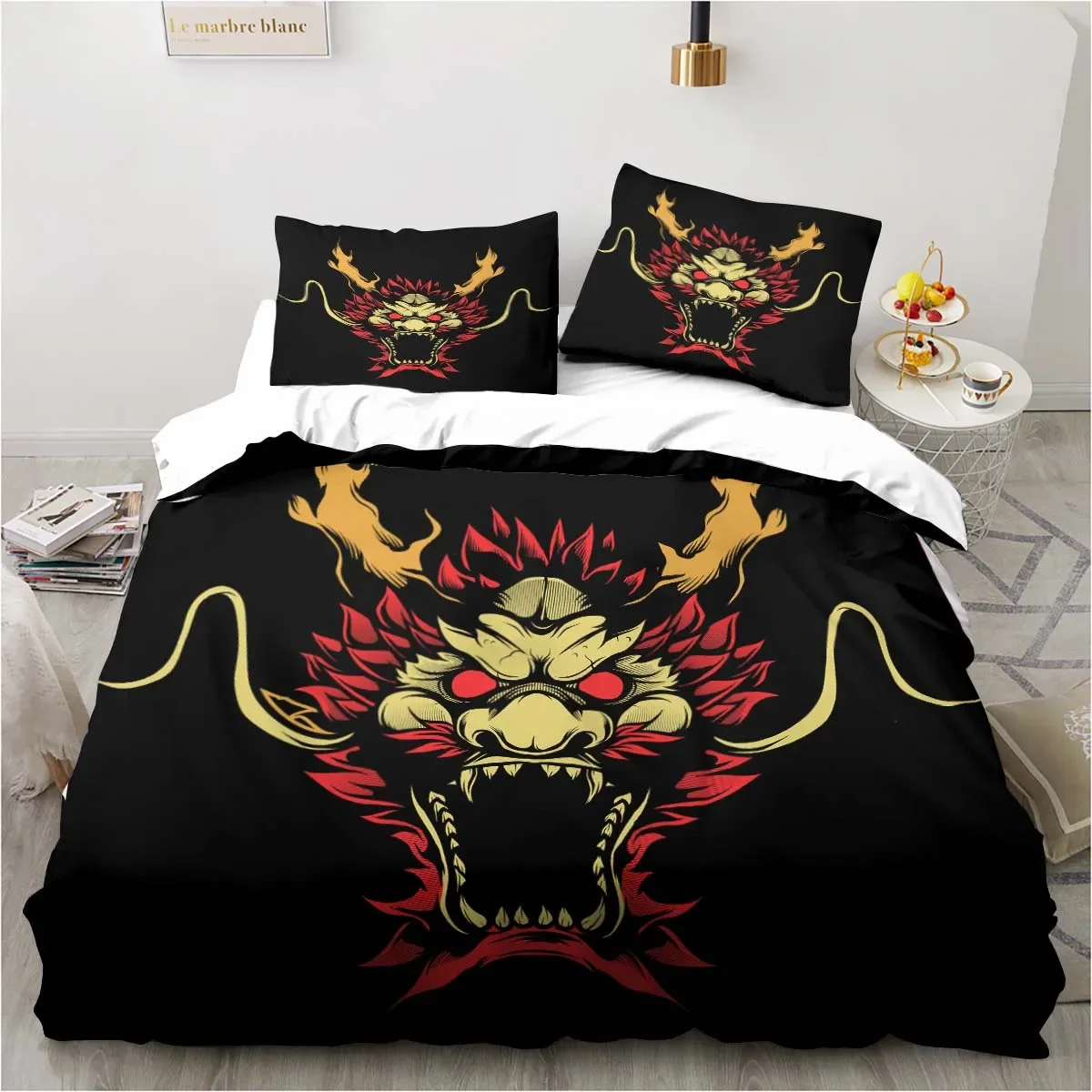 

Dragon pattern three-piece set, home decoration suite bedroom bedding delicate quilt pillowcase delicate birthday gift