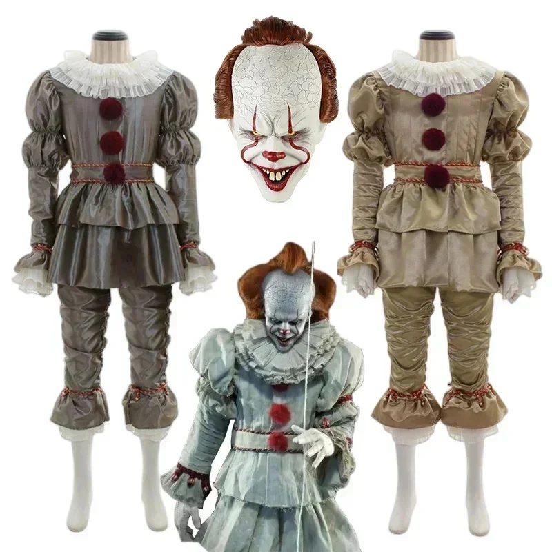 أزياء أنيمي الليلية المهرج الجوكر للبالغين Pennywise أزياء الهالوين المهرج ستيفن كينغ للرجال والنساء بدلات الزي الرسمي للحفلات