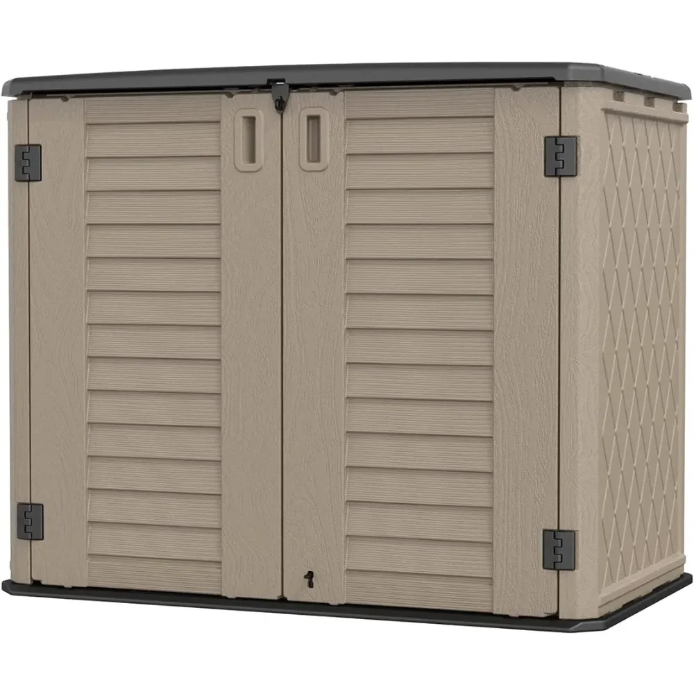 

Outdoor Storage Shed - Storage Cabinet Waterproof for Patio, Backyard, Tools, Lawn Mower, 26 Cubic Feet,Dark Brown Storage Shed