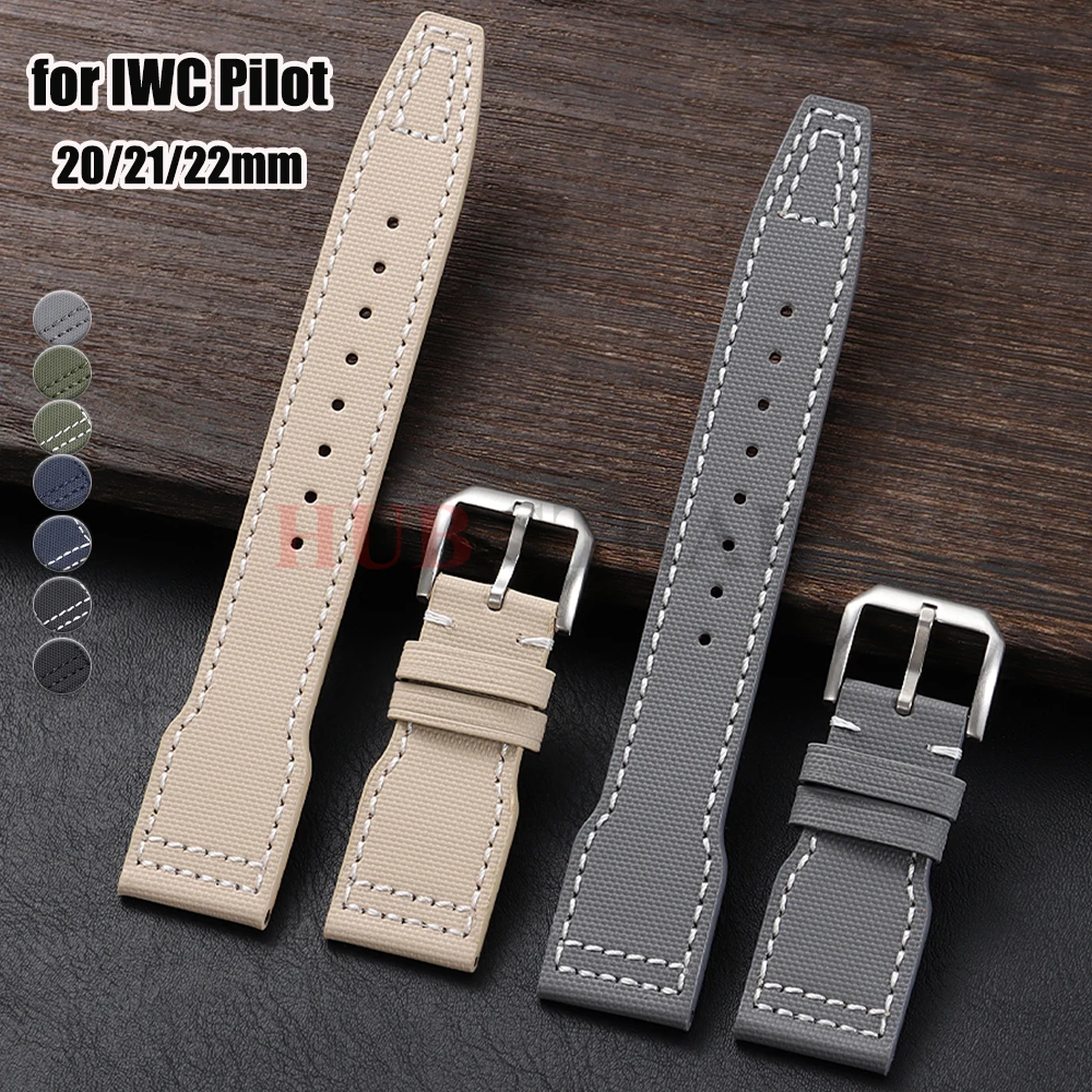 20mm 21mm 22mm Nylon Leather Watch Strap Genuine Cowhide Belt for IWC Pilot Watchband Men Women Sport Bracelet Watch Accessories