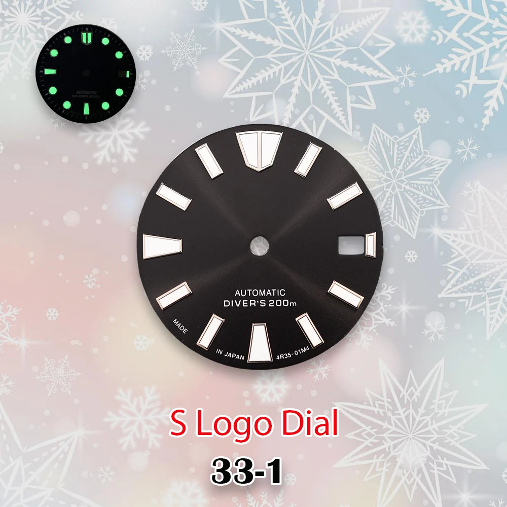 28.5 مللي متر NH35 الطلب S شعار التلقائي غواص لا الأيدي صالح NH36/4R/7S اليابانية حركة C3 مضيئة ساعة تعديل الملحقات