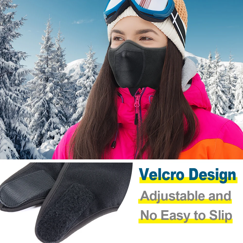 Outdoor-Gesichtsmaske, Fahrrad-Kopfbedeckung gegen Frost, Winter-Skimaske zum Schutz des Gesichts, warme Ohrenmaske, winddichte Fleece-Gesichtsmaske – Detail 4