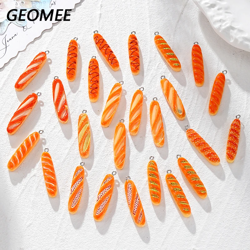 10/30/50pcs Bulk Wholelsale Baguette Bread Resin Charms Cartoon Food Pendant For Earring Diy Jewelry Make