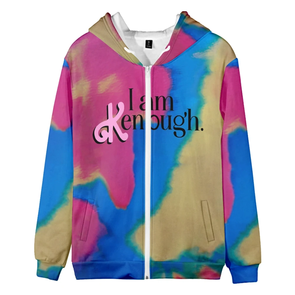 

I Am Kenough Merch Hoodie Tie Dye Zipper Sweatshirt Long Sleeve Streetwear Men Women Cosplay Funny Clothes