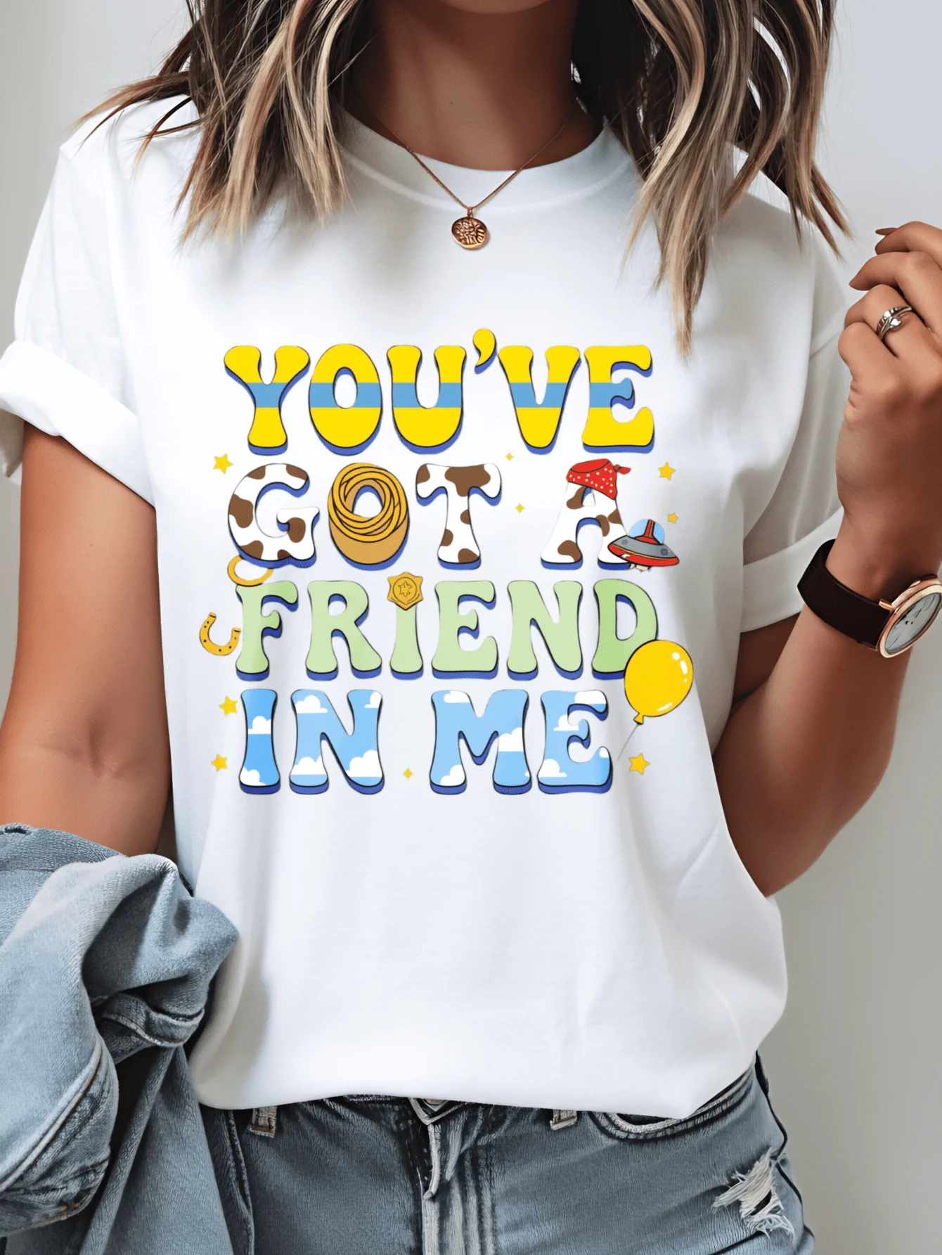 Women's "You Have a Friend by My Side" Inspired Printed White T-Shirt, Casual Short-Sleeved T-Shirt, Breathable and Lightweight, Perfect for Fans, Everyday Casual Wear