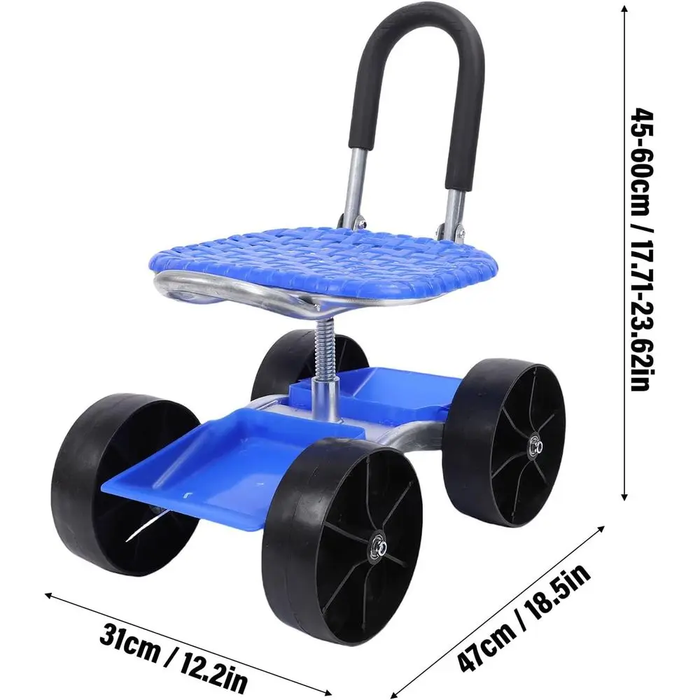 عربة مقعد البستنة ذات الارتفاع القابل للتعديل لمهام الزراعة والحفر والبستنة