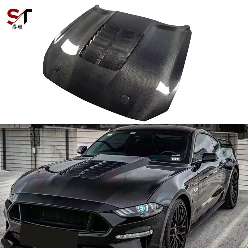

Подходит для капота Ford Mustang, капот из углеродного волокна GT500, передняя крышка, модифицированные окружающие детали автомобиля