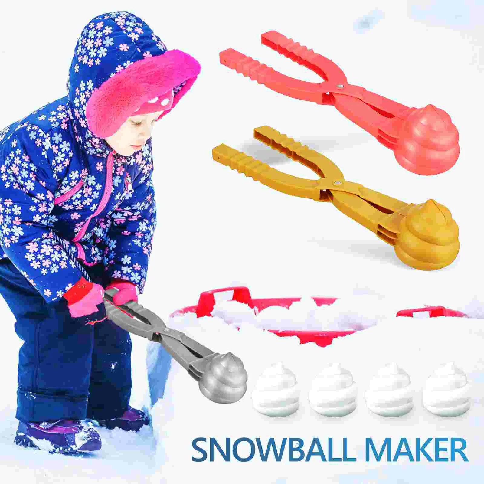 2 Pcs Mixed Color Snowball Molds Play Toys For Kids Fixture Outdoor Kit Plastic Buddy