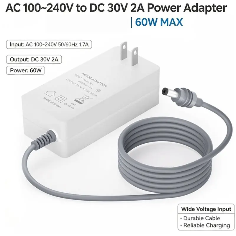 A42T-For Starlink Mini Charger Power Cable 60W Replacement Power Supply Adapter DC 30V 2A Output Wall Charger