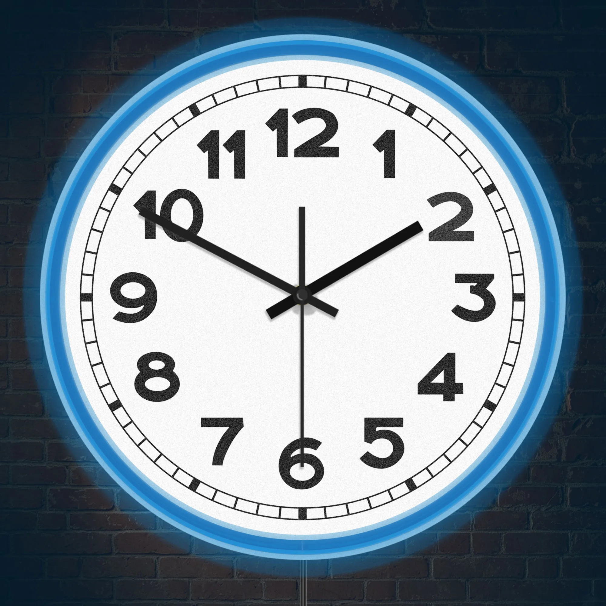 Easy Read Large Numbers LED Neon Light Wall Clock Modern Design Simple Style Home Decor Luminous Night Light Clock Glow in Dark