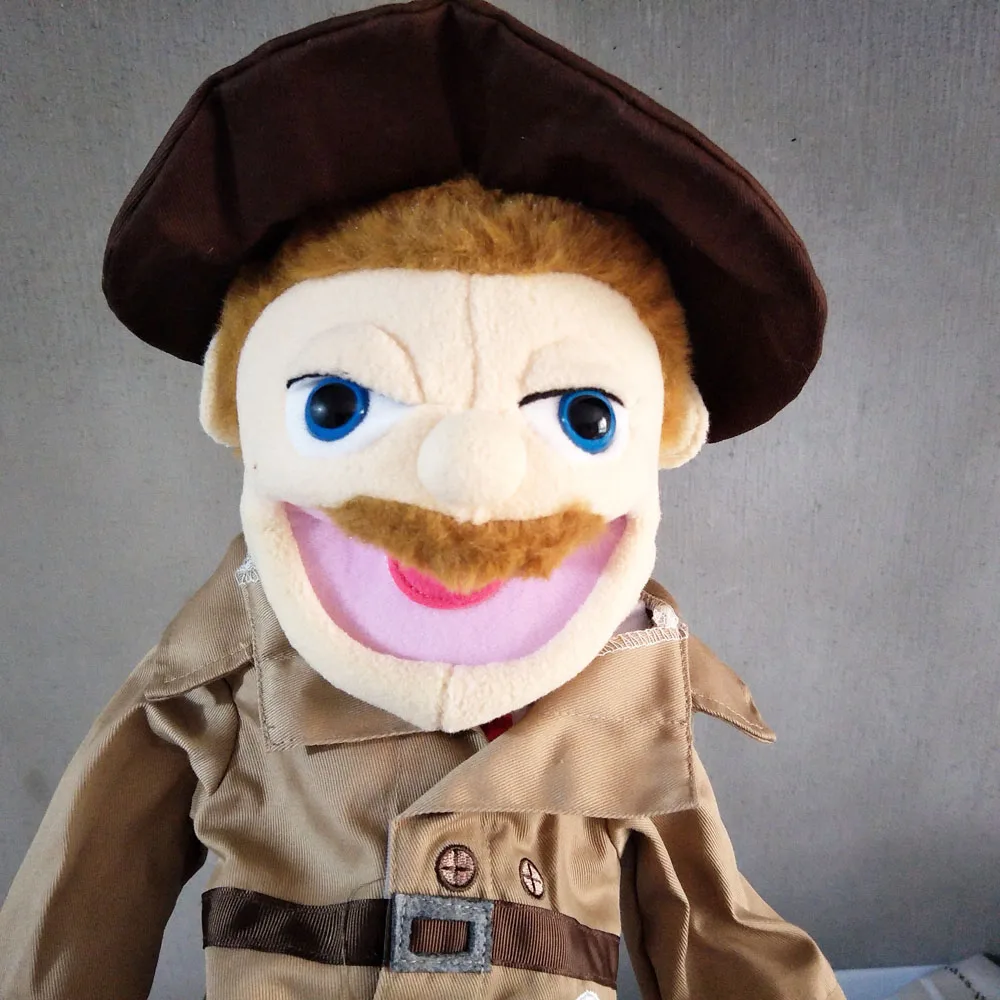 고품질 만화 전문 손인형 봉제 장난감 탐정 입 움직임