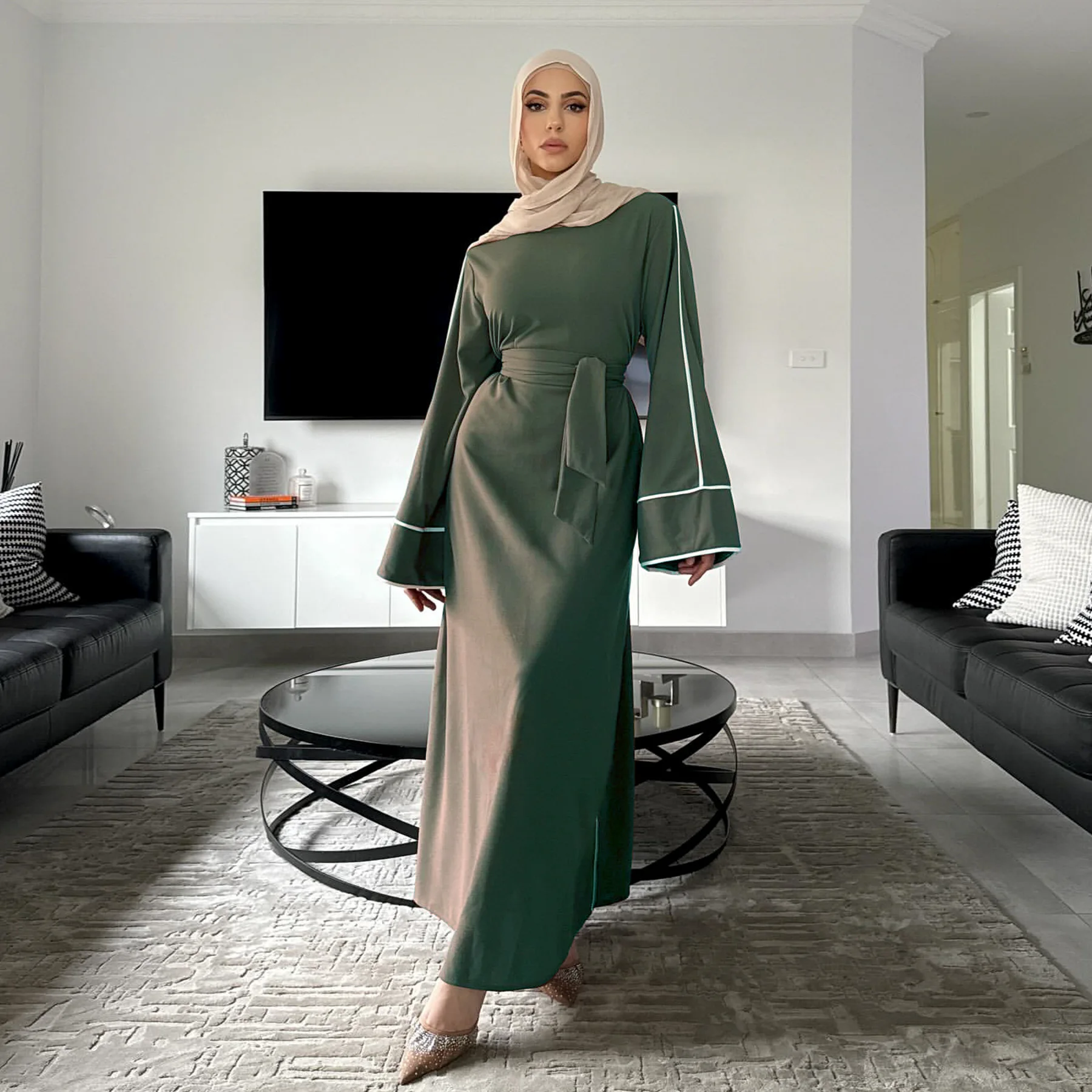 Muçulmano abaya multi cor longo cardigan com guarnição branca elegante modesto islam outerwear para mulher tecido premium estilo dubai 2025