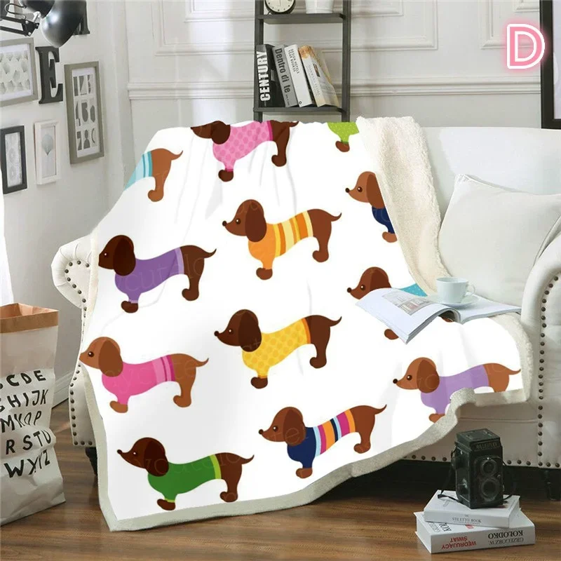 Puppy Dog Blanket Dachshund Dog Printed Blanket Fleece Blanket Flannel Sleep Comfort Super Soft Sofa Blanket