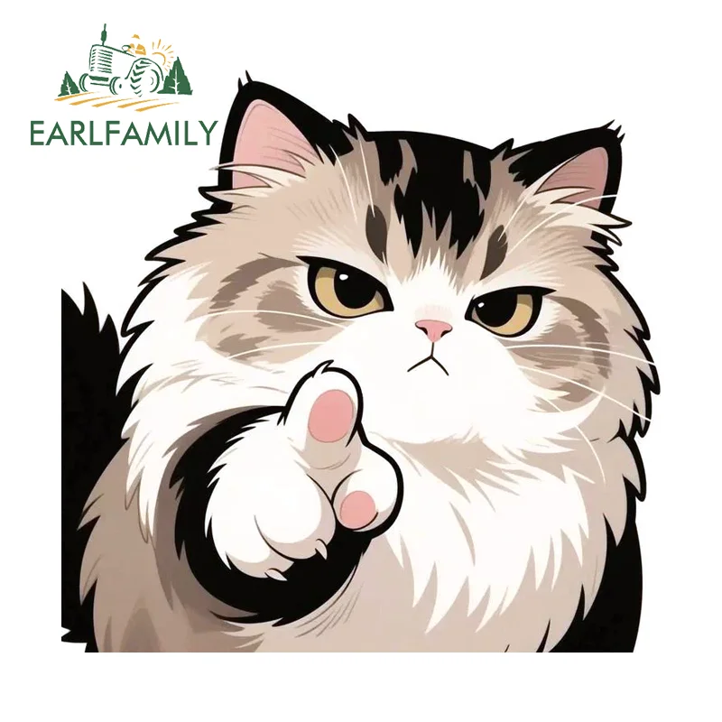 EARLFAMILY Kitten Threatening Car Sticker Motorcycle Bumper Door Lovely Cartoon Graphics Decal Windshield Window Decoration