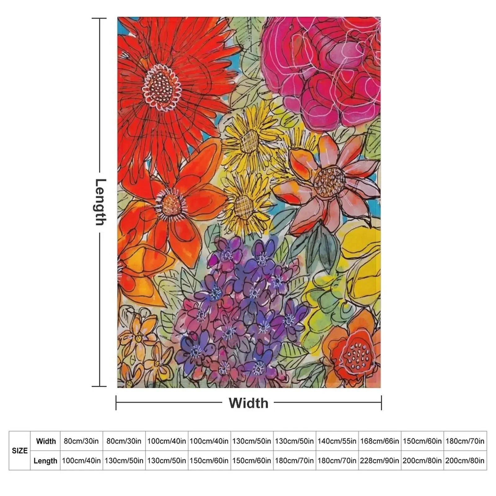 Digital doppleganger watercolour vibrant bouquet Throw Blanket Cute Plaid Hairys Personalized Gift Furrys Single Blankets