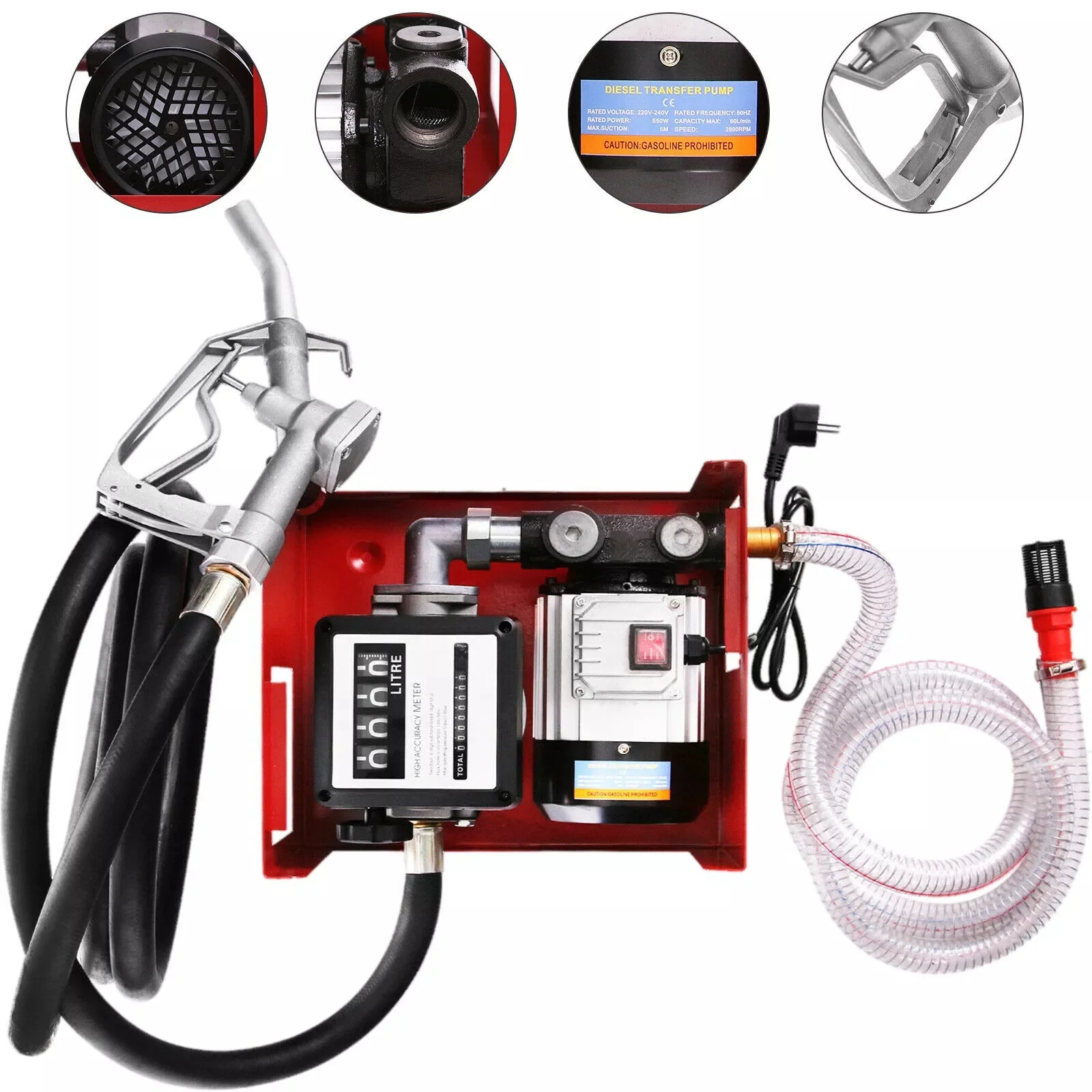 Small Pump Diesel Transfer  Kit 12 Volt DC Portable Fuel Self Priming Oil 