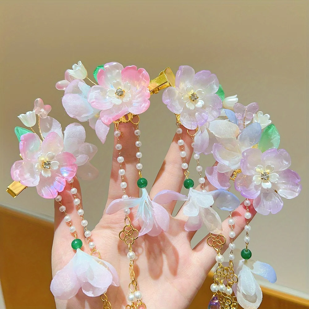 Traditional Chinese Forehead Chain - Hanfu Hair Accessory with Dangling Pearls | Fairy Step-Shake Hairpin for Girls