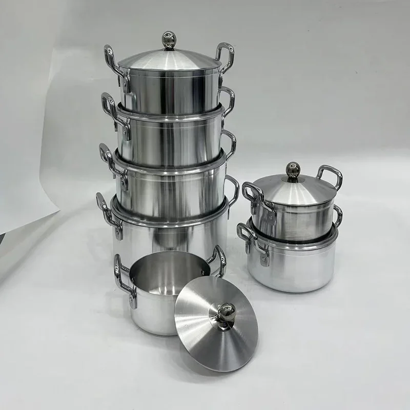 

z Wholesale Aluminum Cookware Set of 7 Piece Casserole Pots Thicken Aluminum Dia cast Cookware