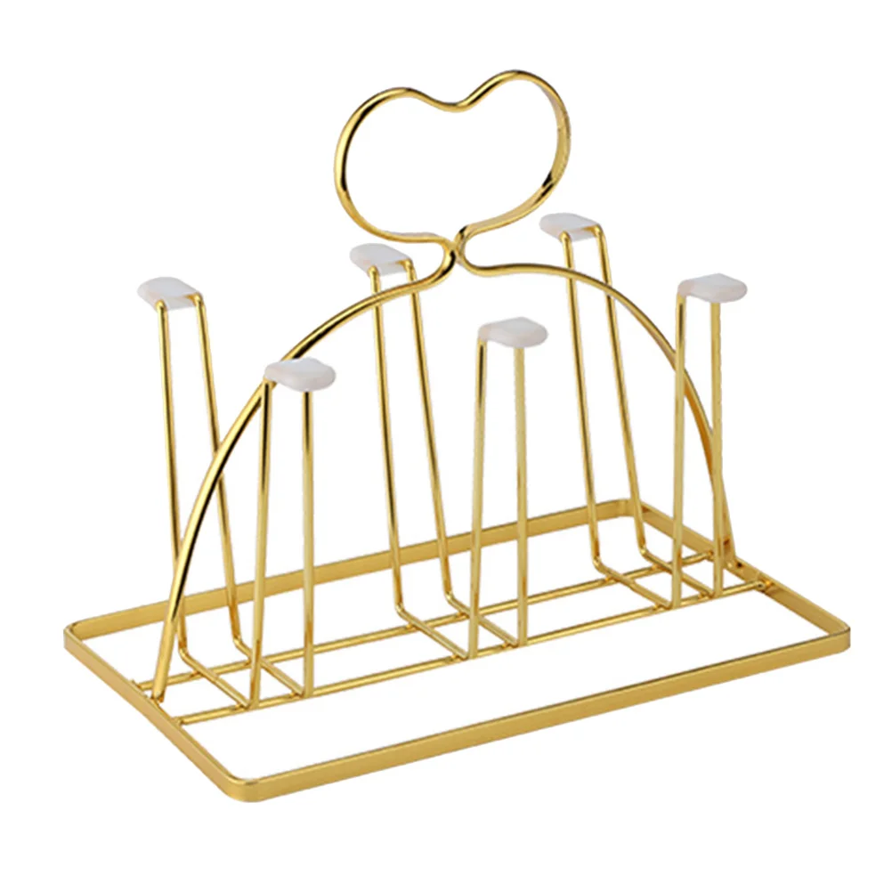 

Modern Style Iron Cup Draining Rack Rectangle Base Kitchen Cup Storage Holder Drying Rack for Glass Teacup Wine Glass
