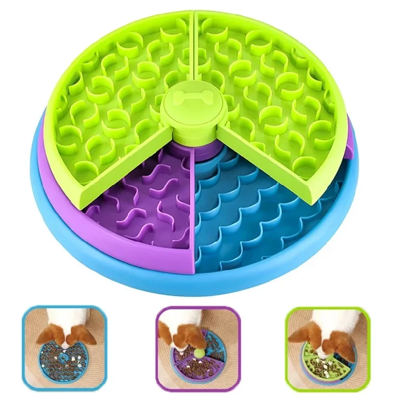 Puzzle Slow Feeder Bowl, Interactive Enrichment Toy, Detachable Layers Slow Eating Bowl for Dogs, Anti-Anxiety