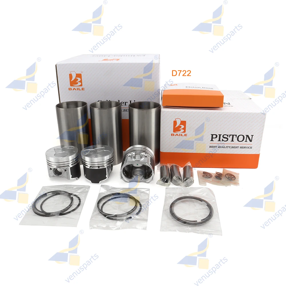 

For Kubota D722 Overhaul Rebuild Kit Piston Rings Cylinder Liner Set Engine Parts 16851-21114 67*1.5HK+1.5+3mm