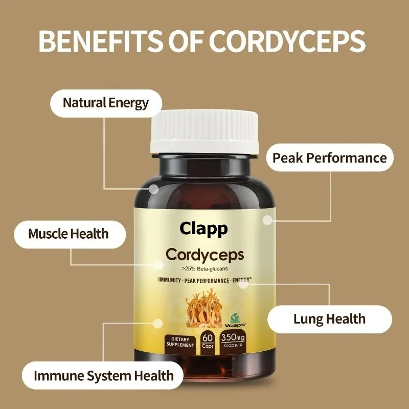 Cordyceps Sinensis Capsules, Mushroom Extract Supplement Powder Containing 31% Β - Glucan, 60 Capsules, Organic and Vegan