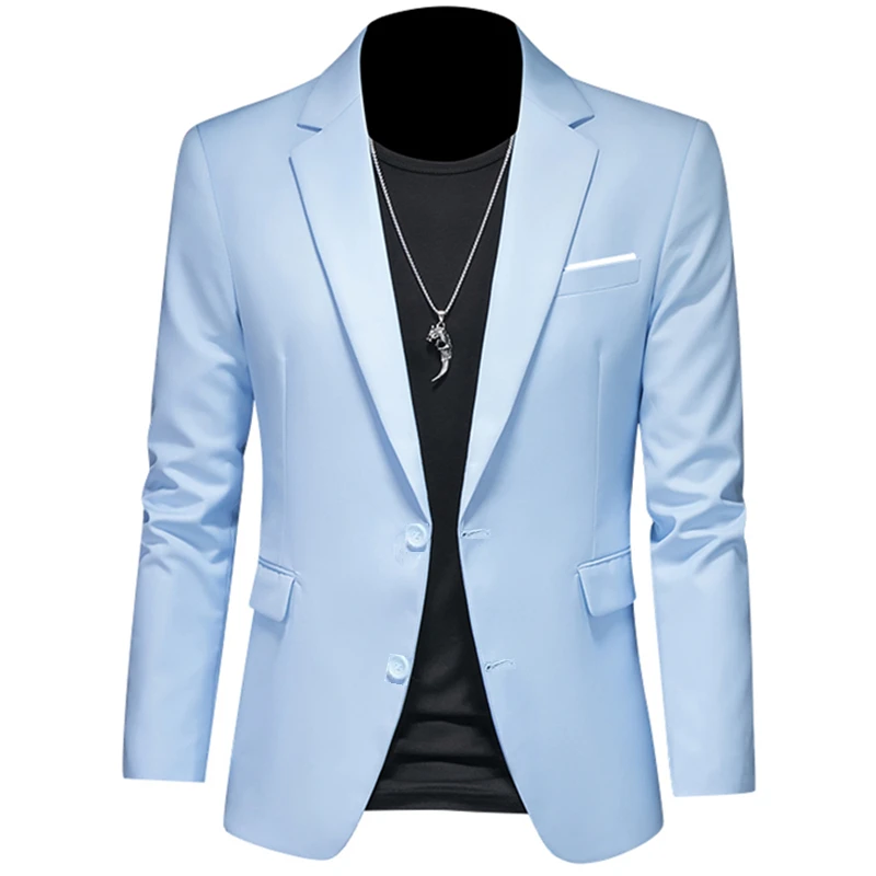 2023 Fashion New Men\'s Leisure Casual Boutique Business Solid Color Slim Fit Suit Blazers Jacket Dress Coat