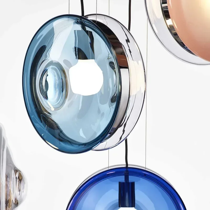 Imagem -04 - Modern Indoor Pendant Lights Claro Azul Cinza Rosa Cognac Vidro para Sala de Jantar Cabeceira Cozinha Lâmpada E27 Dropshipping