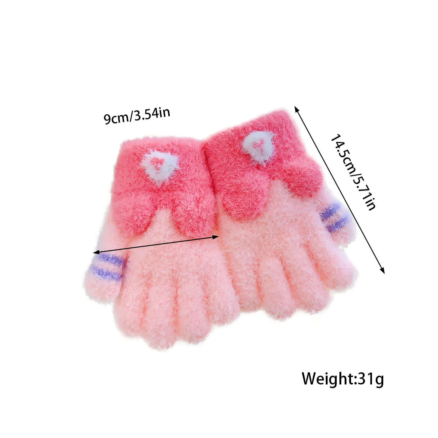 3-6 Jahre Winter-Plüschhandschuhe mit 3D-Tierohren, Farbblock-Design, winddicht, warm, mit vollem Fingerbereich, für Kleinkinder, Jungen und Mädchen – Detail 2