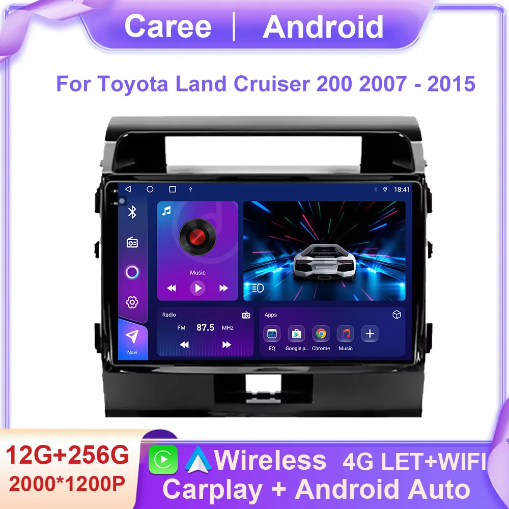 

Для Toyota Land Cruiser 200 2007-2015 10,1-дюймовый Android автомобильный радиоприемник мультимедийный плеер навигация GPS беспроводной Carplay DSP Wi-Fi