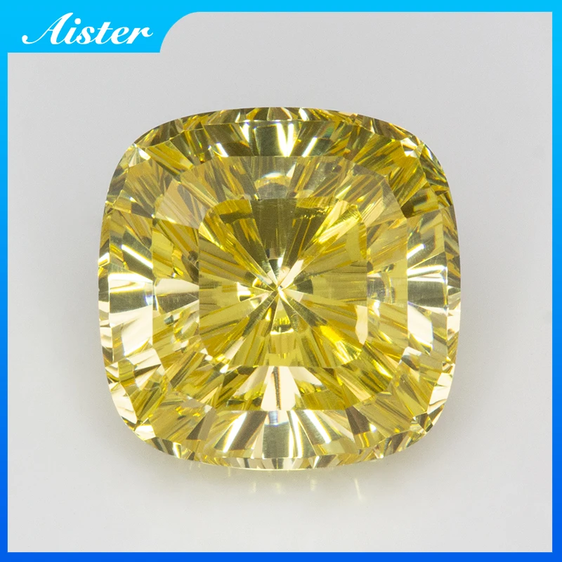 New Yellow 10x10mm Cushion Millennium Cut Cubic Zirconia Stones Loose Gemstone for Jewelry Making