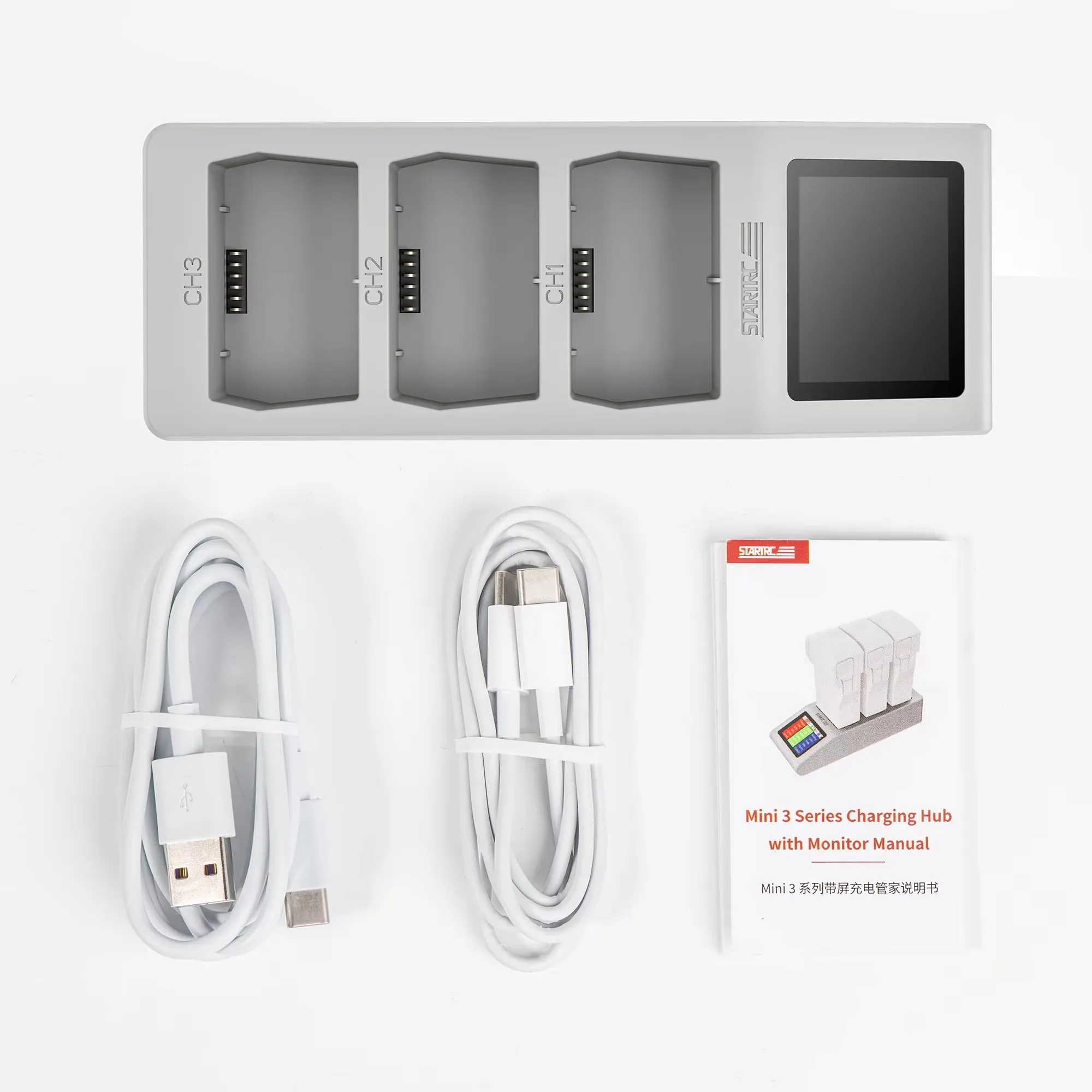 Cargador De Baterías Para DJI Mini 5 Pro / 4 Pro / 3 Pro / 3 – Carga Hasta 2 Baterías A La Vez, Compacto, Con Modo Almacenamiento Y Salida USB
