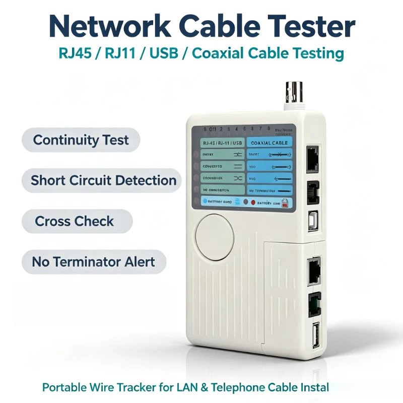 Professional Multi Function 4 In 1 Network Cable Tester RJ45/RJ11/USB/BNC LAN Cable Cat5 Cat6 Wire Tester