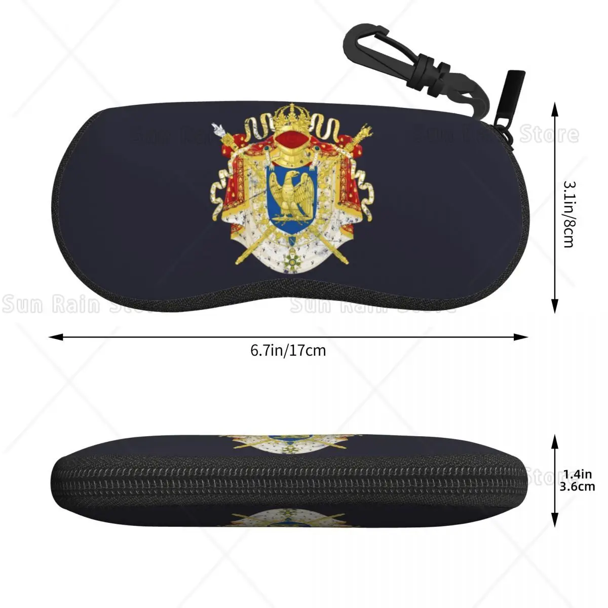 Custom French Empire Napoleon Eyeglass Glasses Case Women Men Soft Eagle Falg Sunglasses Protective Bag