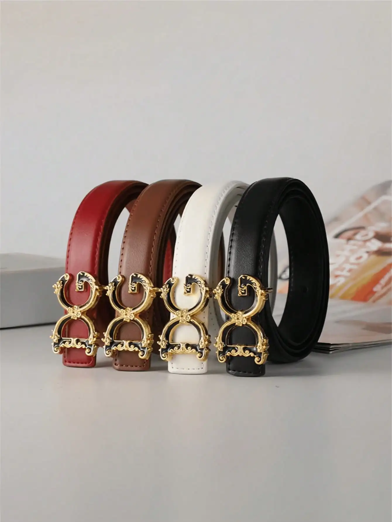 "1 piece of women's alphabet-style leather belt, suitable fo