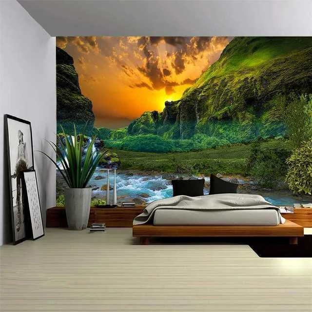 Tapestry Wall Hanging Beautiful Beach Landscape   Decor Art Bedroom Window   Background