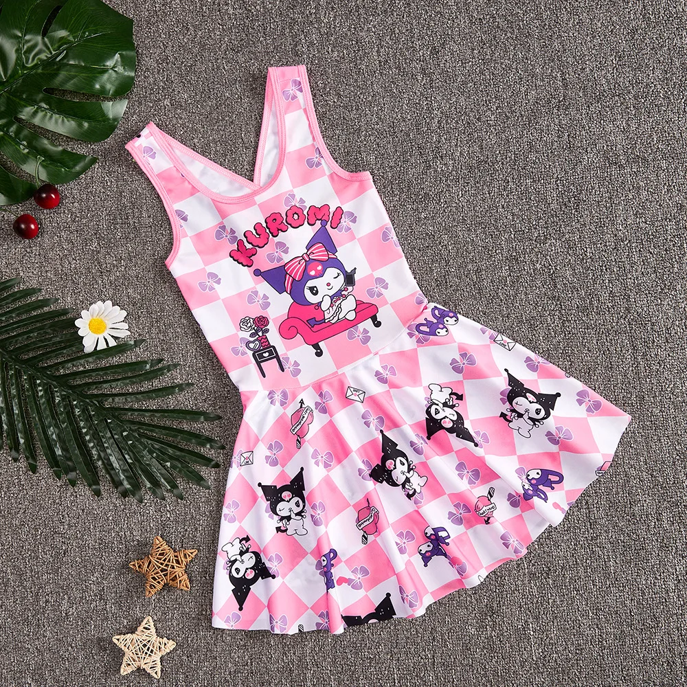 

Kuromi Cartoon Child Swimsuit Girl Sweet Comfortable Princess Style One-Piece Swimsuit New Model Swim Sportswear Birthday Gift