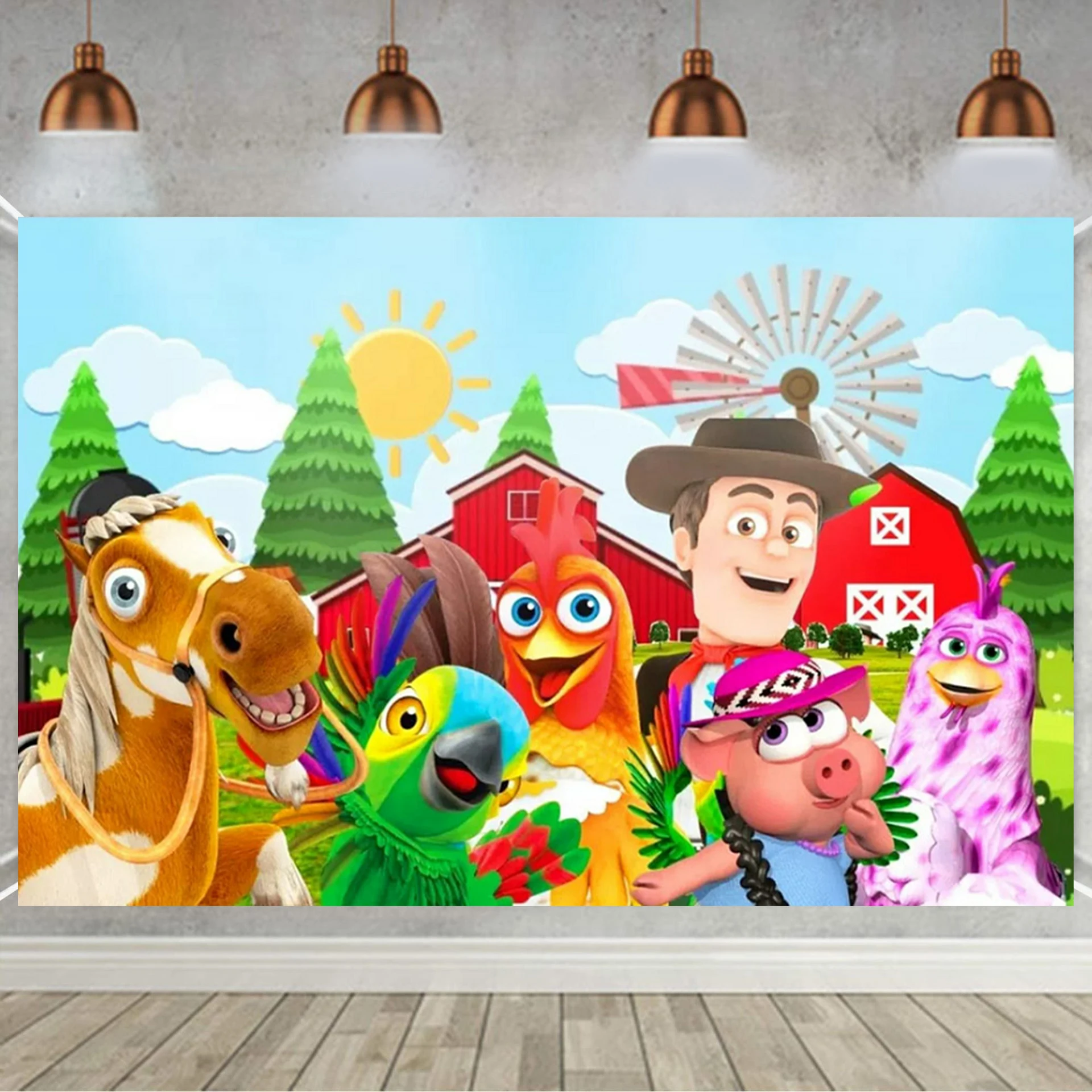 Cartoon La Granja De Zenon Thema Baby Dusche Neugeborenen Geburtstag Party Grün Gras Bauernhof Foto Hintergrund Dekoration Requisiten – Detail 8