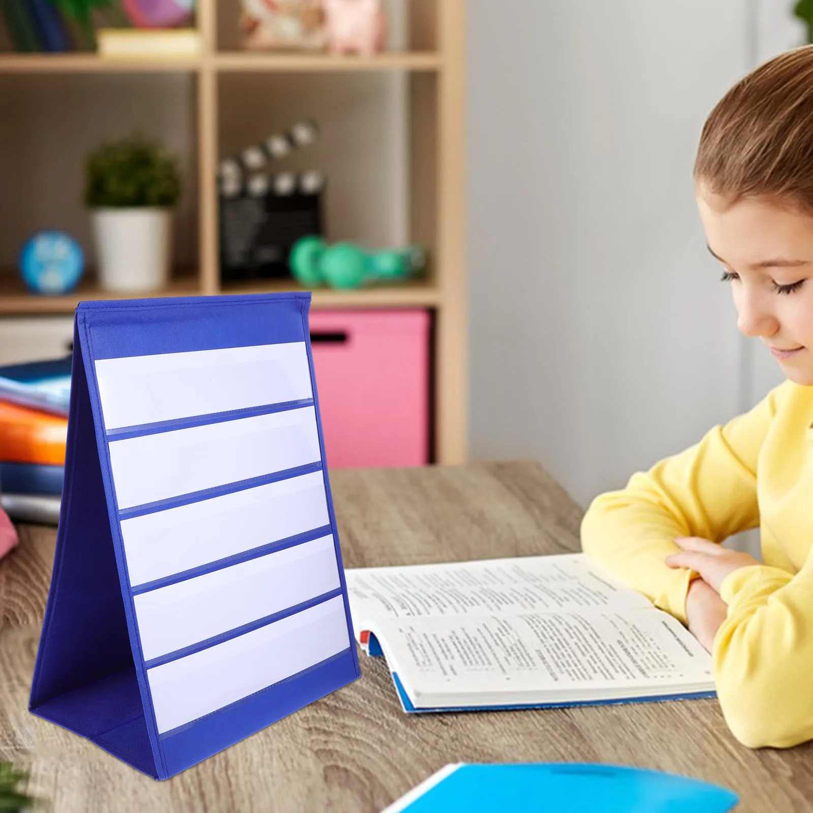 

Self-Standing Double Sided Pocket Chart Teaching Tool for Classroom Letters Words Sorting Classification Educational for Kids